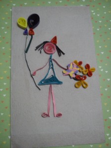 Girl with flowers and balloons